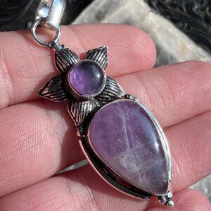 Floral Purple Amethyst Pendant Stone Crystal Jewelry